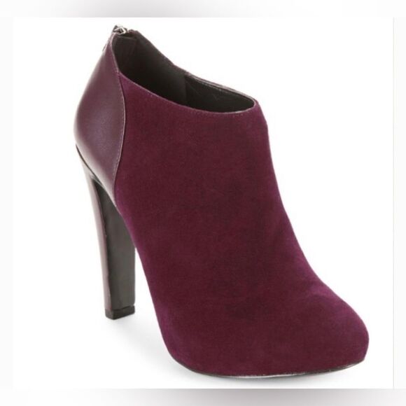 Nine West Brienne Women’s Wine Plum Leather Suede Rear Zip Heeled Booties 6.5 - Picture 16 of 16